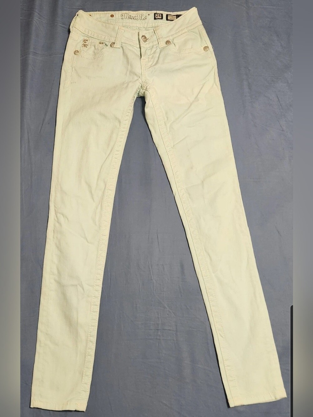 Miss Me Women's Skinny Jeans Size 24 Icy Blue Embellished Denim - Picture 1 of 15